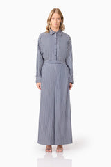 CURAAE Marcy Wide Leg Pants in Navy Stripe