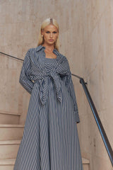 CURAAE Perry Oversized Button up Shirt in Navy Stripe