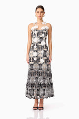 Jolie Floral Midi Dress in Black