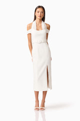 Ruby Halter Midi Dress in White