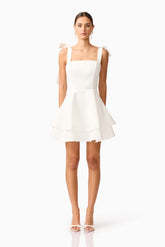 Livia Tiered Mini Dress in White