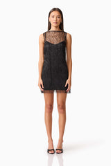 Margot Party Shift Mini Dress in Black