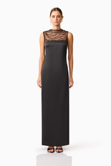 Margot Satin Gown in black