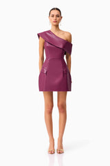 Nova Off The Shoulder Mini Dress in Purple