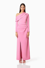 Jamie One Shoulder Gown In Pink
