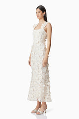 Scarlett Butterfly Midi Dress In White