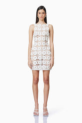 Elise Crochet Mini Dress in White