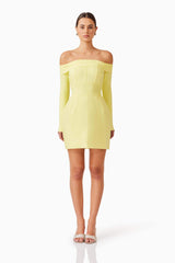 Katlyn Off The Shoulder Mini Dress in Yellow