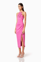Janelle 3D Midi Dress In Pink