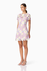 Sigrid Mini Shift Dress in Purple