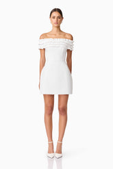 Sonya Off The Shoulder Mini Dress in White