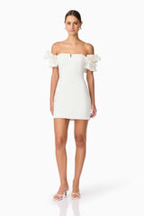 Nola Off The Shoulder Mini Dress in White