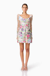 Eliska Long Sleeve Mini Dress in Floral