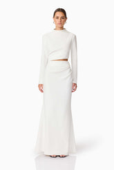 Nerissa Long Sleeve Gown in White