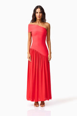 Jesselle Off The Shoulder Gown in Red