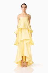 Tilly Tiered Maxi Dress in Butter Yellow