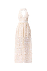 Sienna V-Neck Gown in Cream