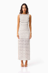 Eldora Low Back Midi Dress in Black & White