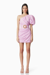 Kara Asymmetrical Mini Dress in Purple