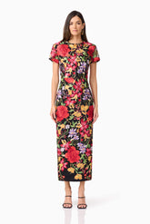 Talia Maxi Dress in Black Floral