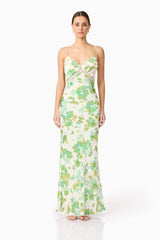 Tess Floral Maxi Dress in Green