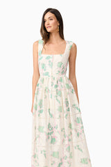 Kierra Floral Midi Dress in White