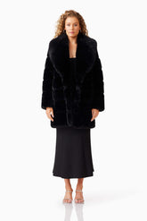 Keystone Faux Fur Coat in Black