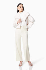 Fernie Cropped Faux Fur Jacket in White