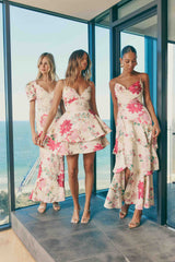 Rosalina Tiered Mini Dress in Floral