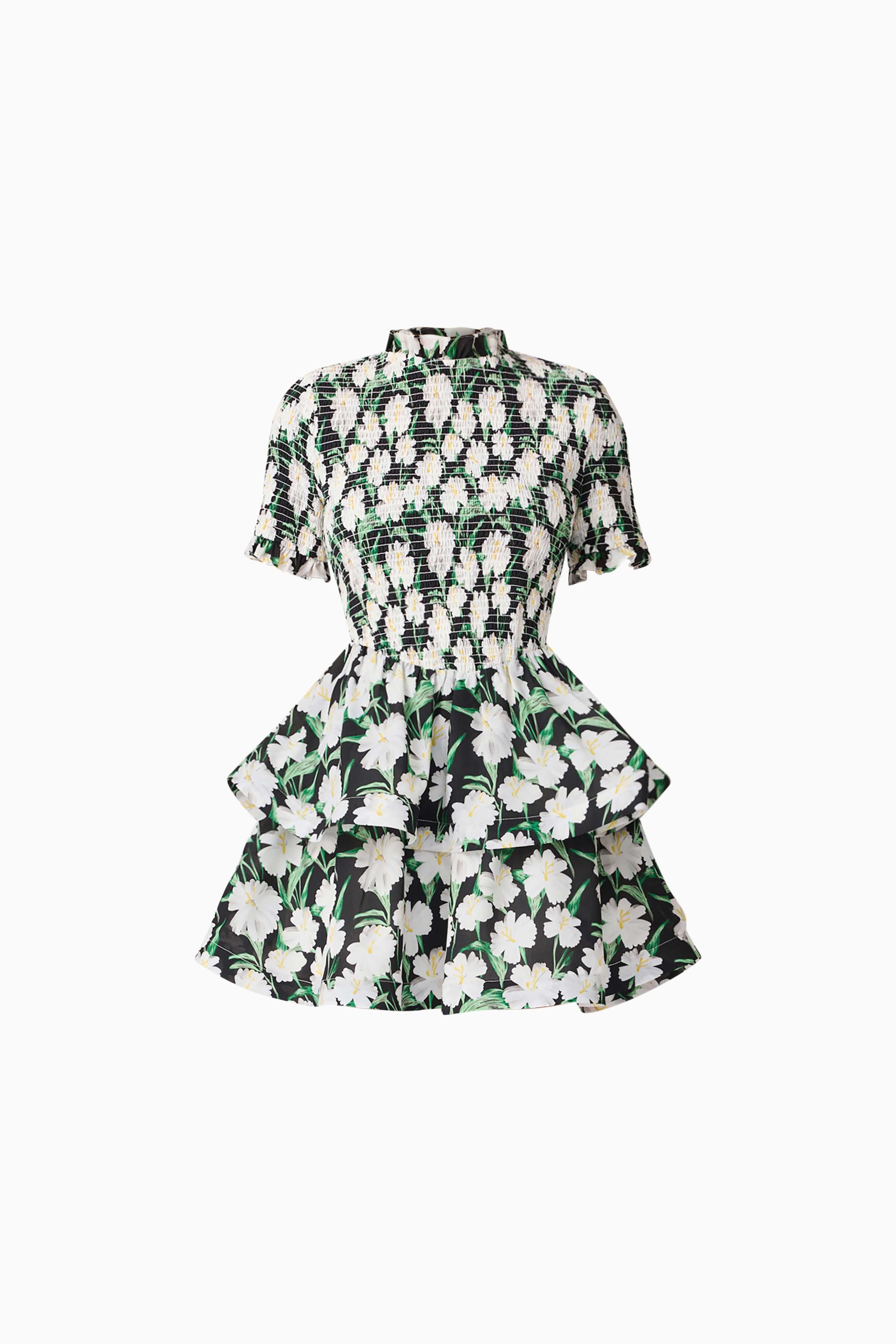 Rosey Short Sleeve Mini Dress in Black Floral