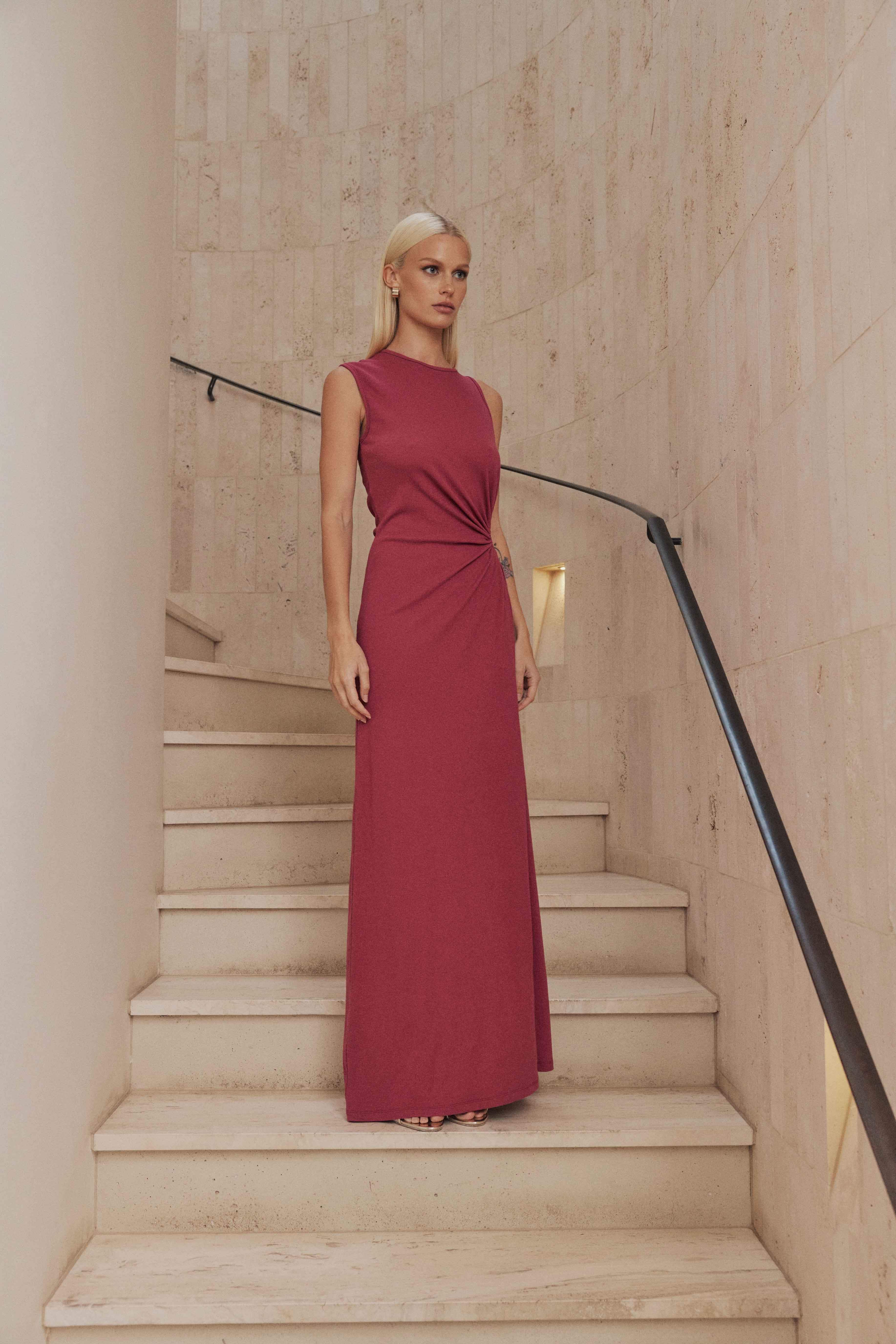CURAAE Kendall Sleeveless Maxi Dress in Pink