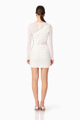 Darya Long Sleeve Mini Dress in White