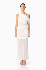 Darya Asymmetrical Gown in White