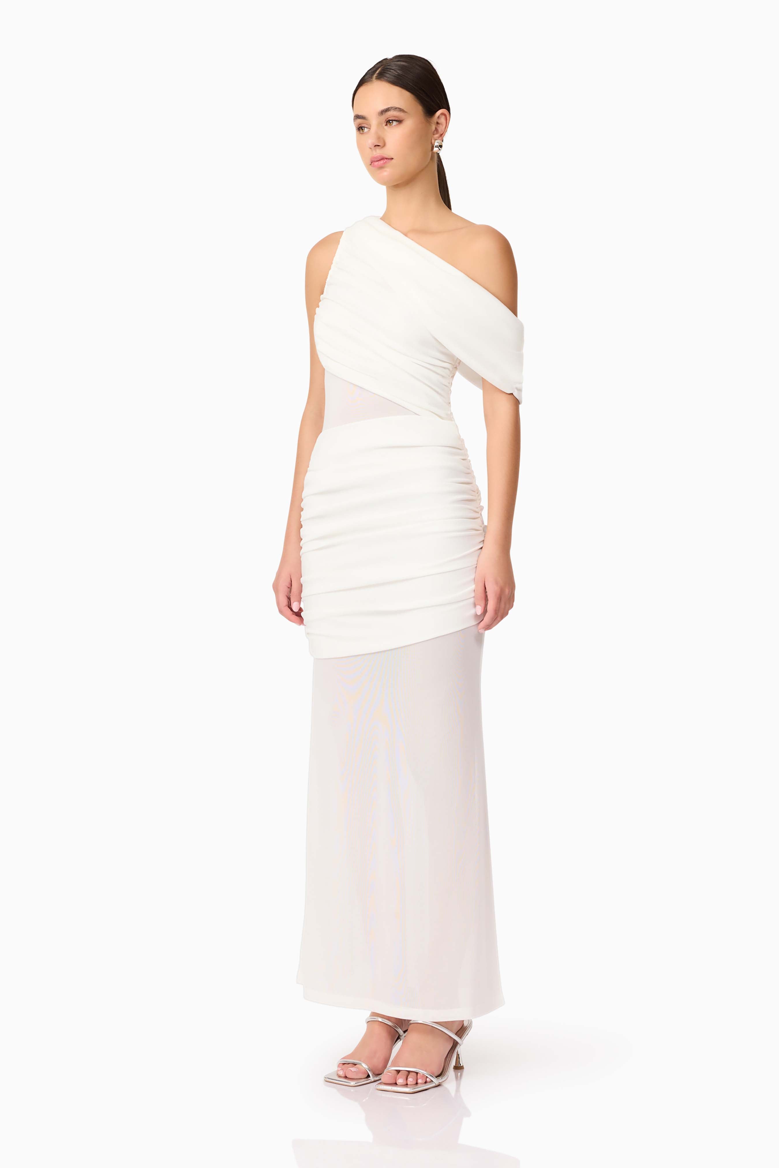 Darya Asymmetrical Gown in White