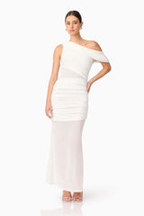Darya Asymmetrical Gown in White