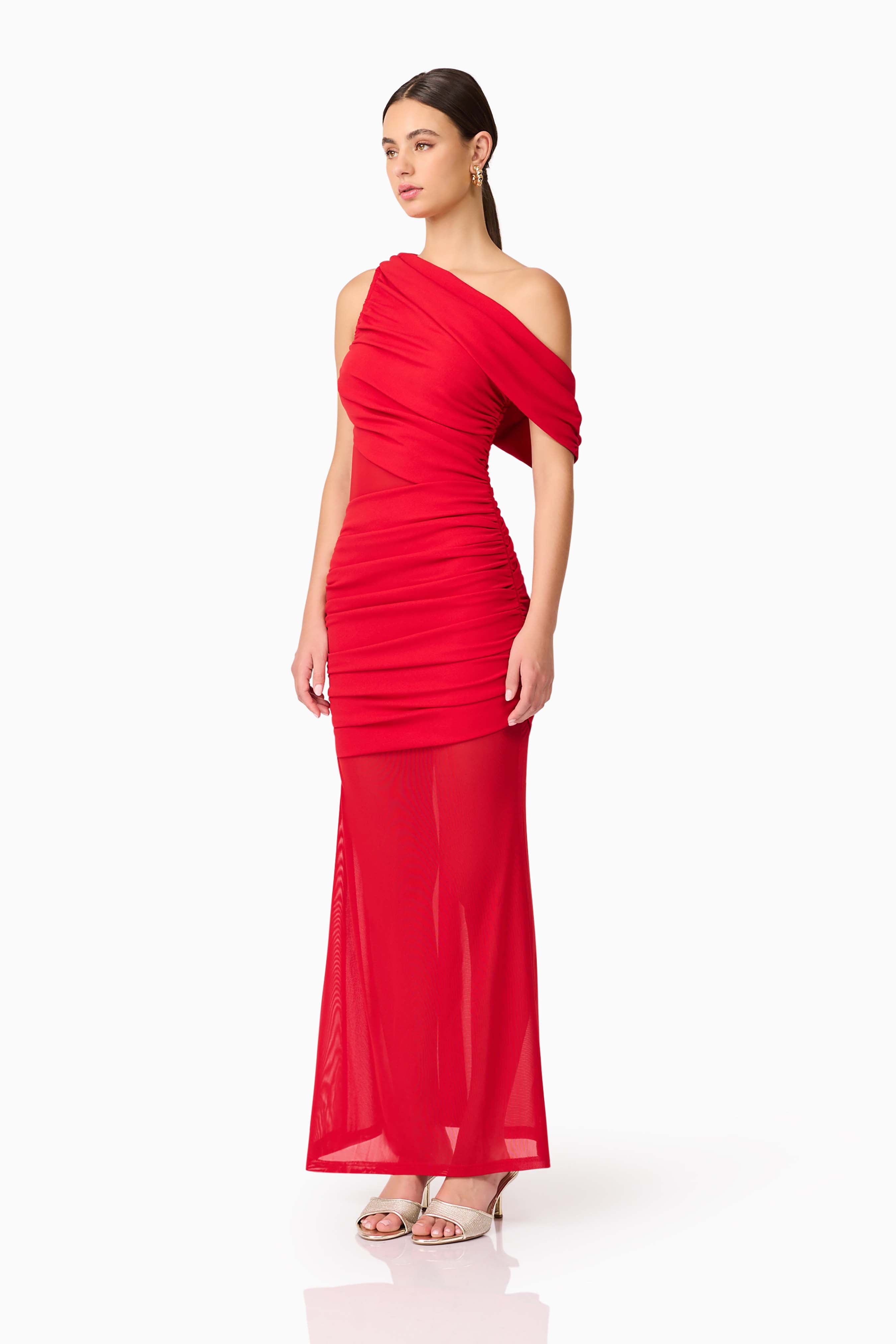 Darya Asymmetrical Gown in Red