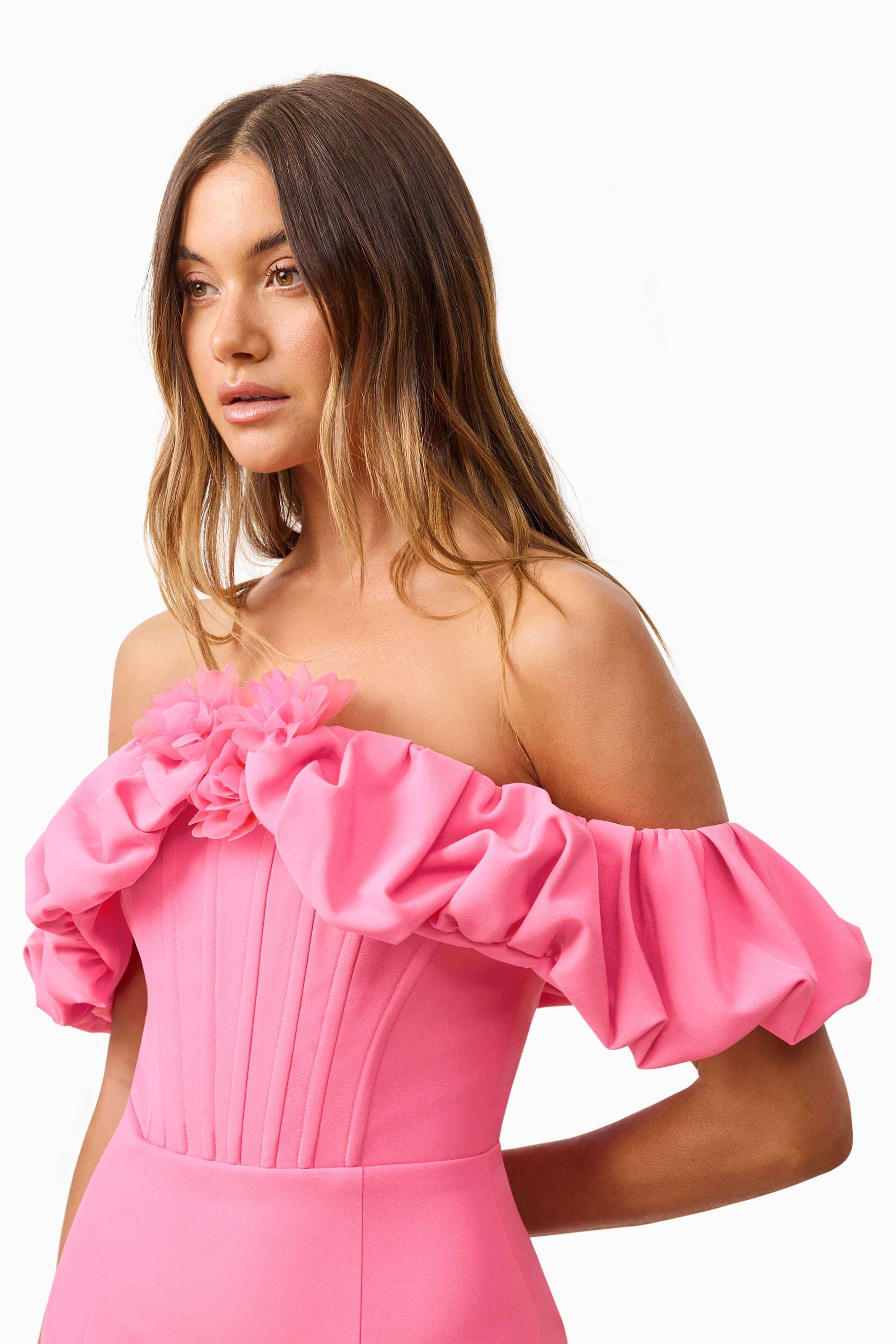 Klara Off The Shoulder Mini Dress in Pink