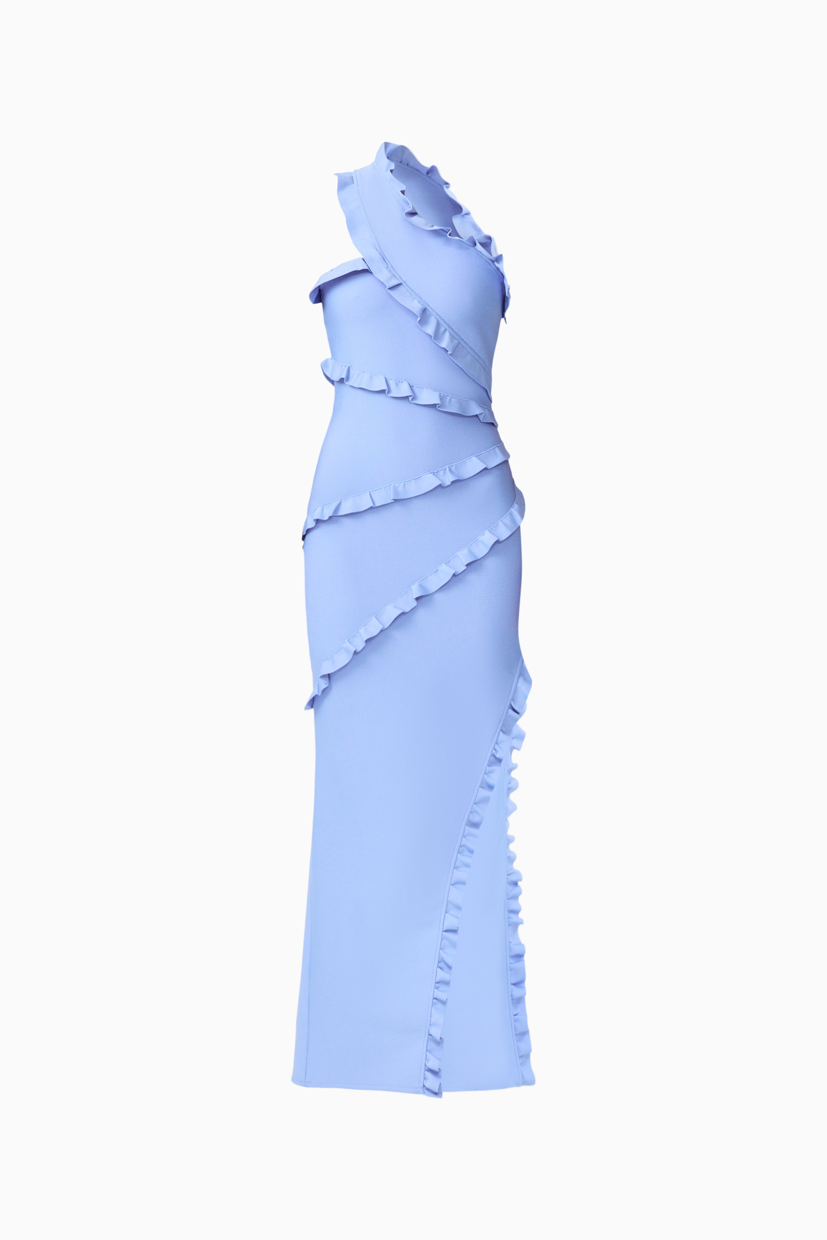 Floriana Asymmetric Gown in Cornflower Blue