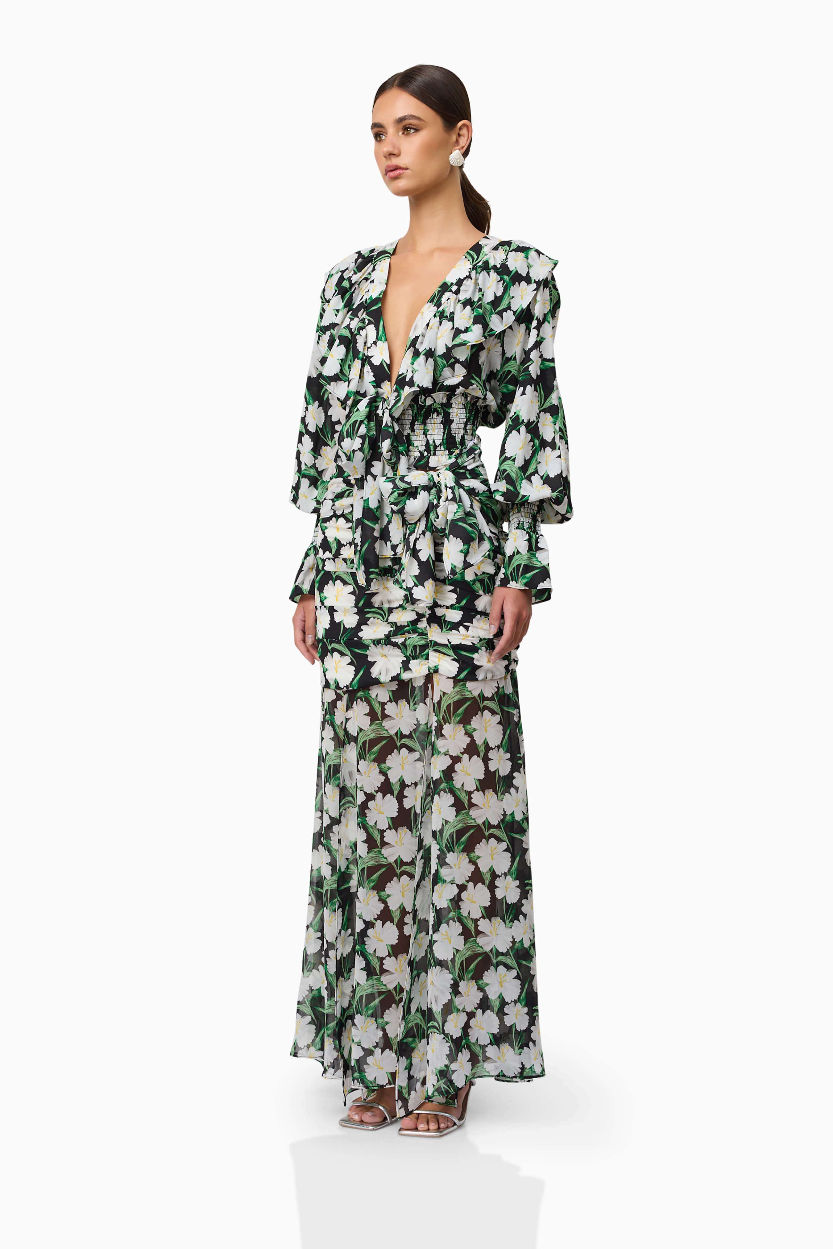 Rosey Long Sleeve Set in Black Floral