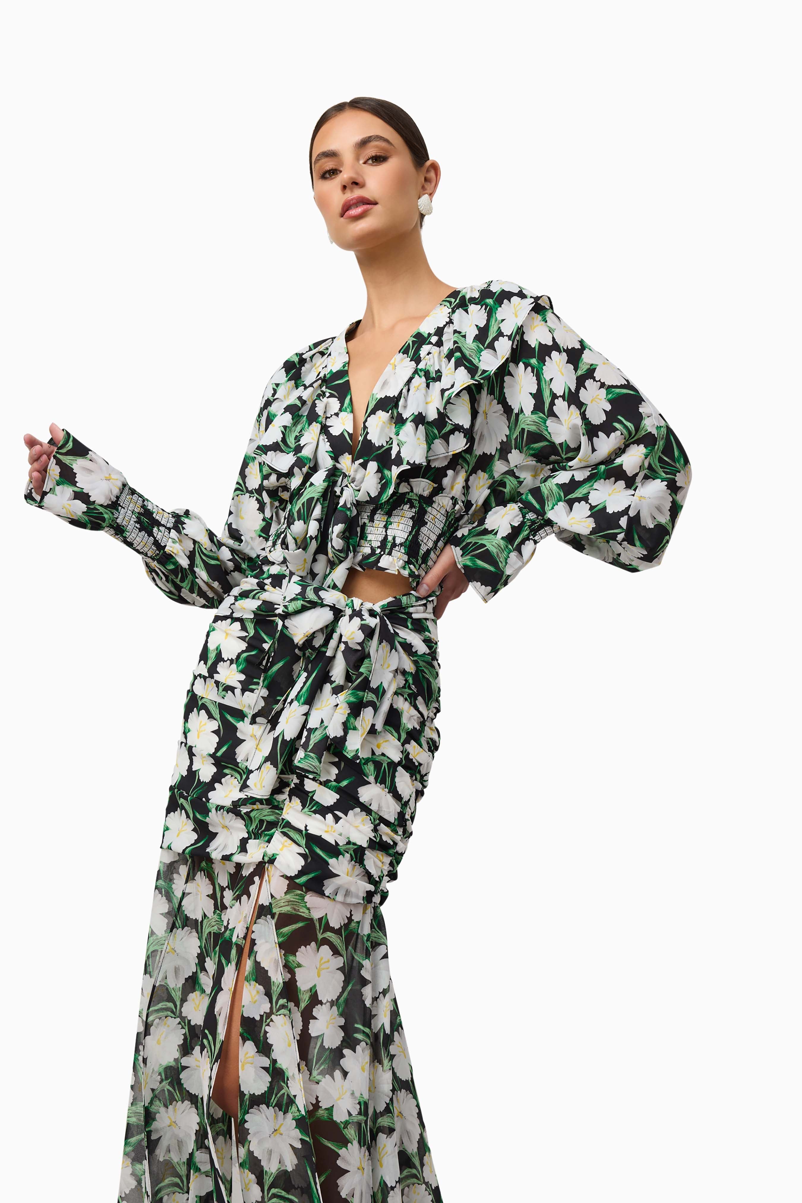 Rosey Long Sleeve Set in Black Floral