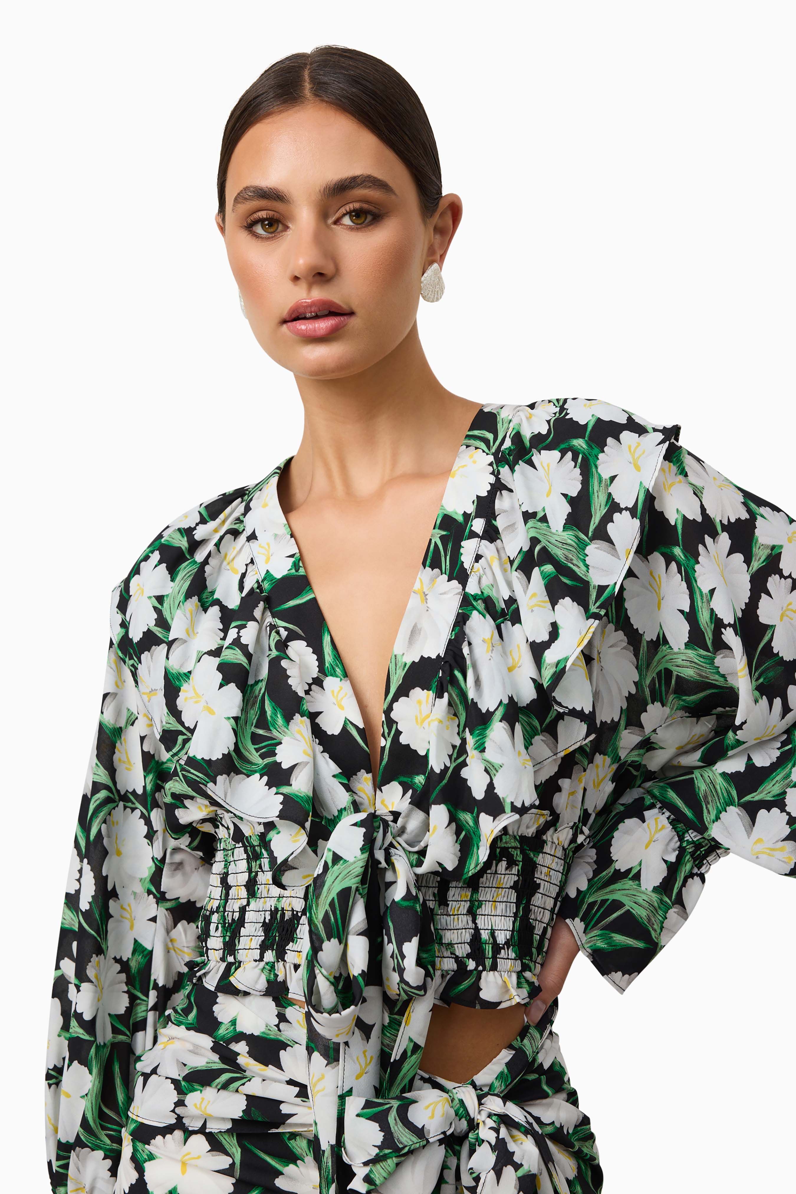Rosey Long Sleeve Set in Black Floral