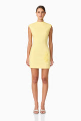 Evee High Neck Mini Dress in Yellow