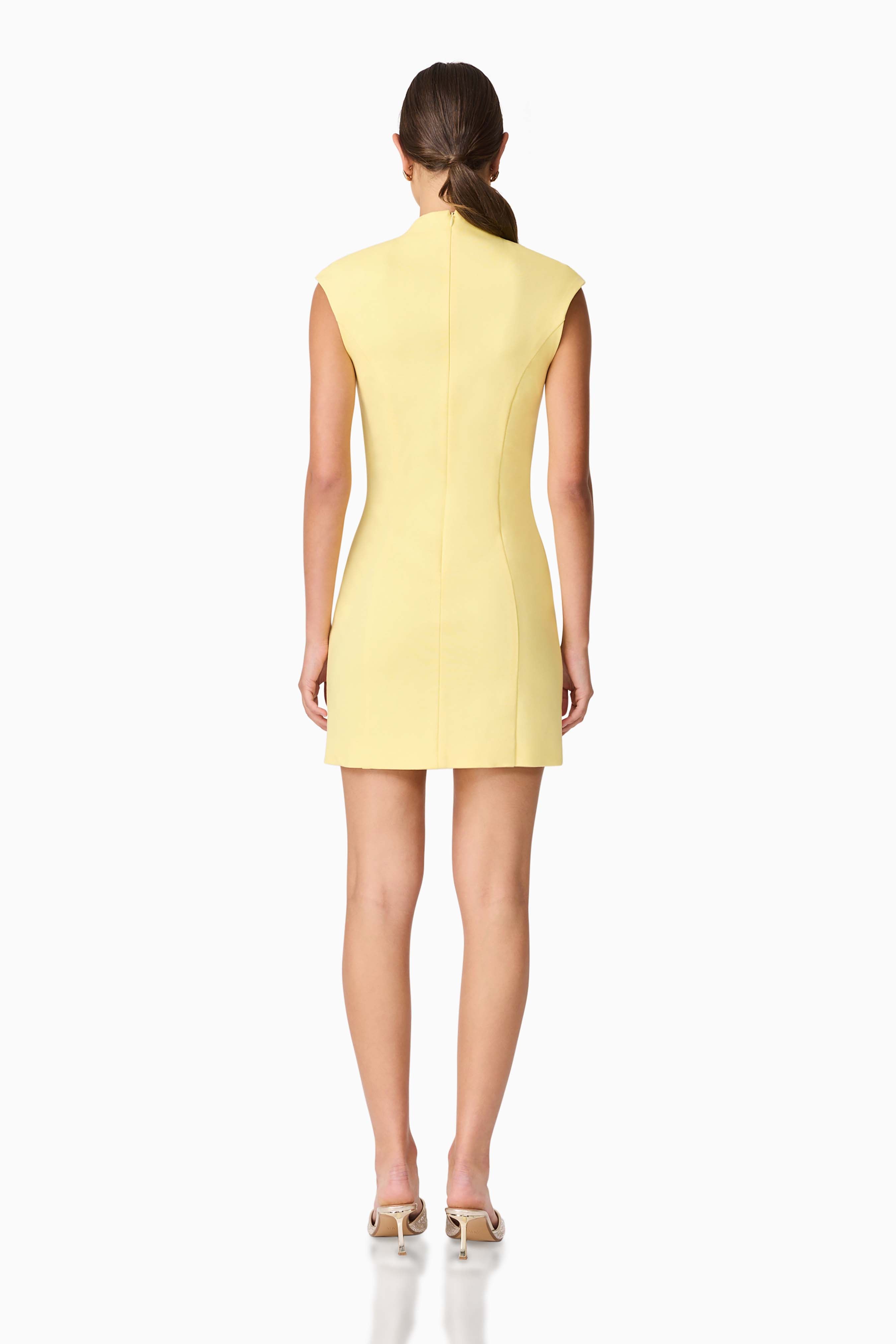 Evee High Neck Mini Dress in Yellow