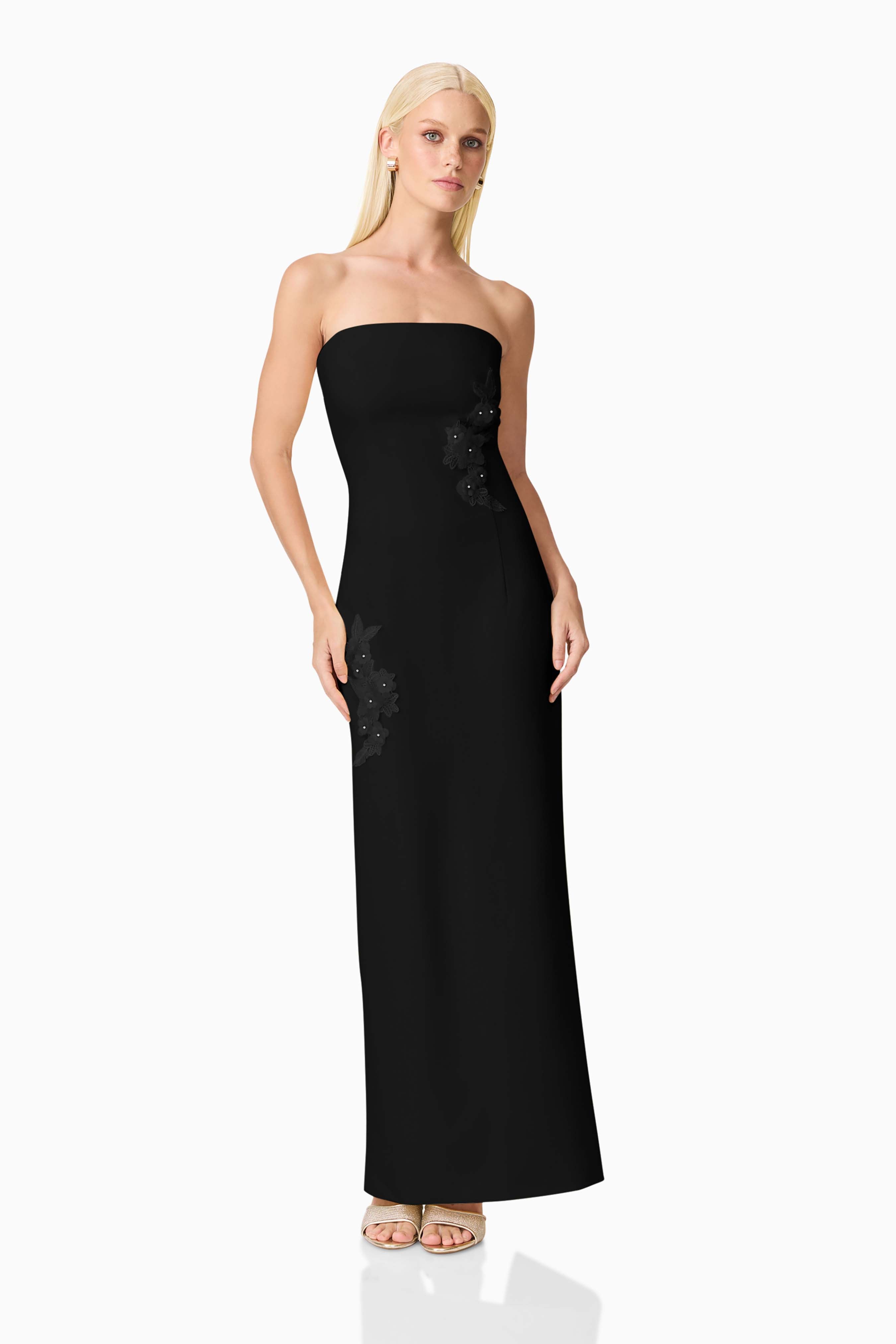 Evee Strapless Maxi Dress in Black