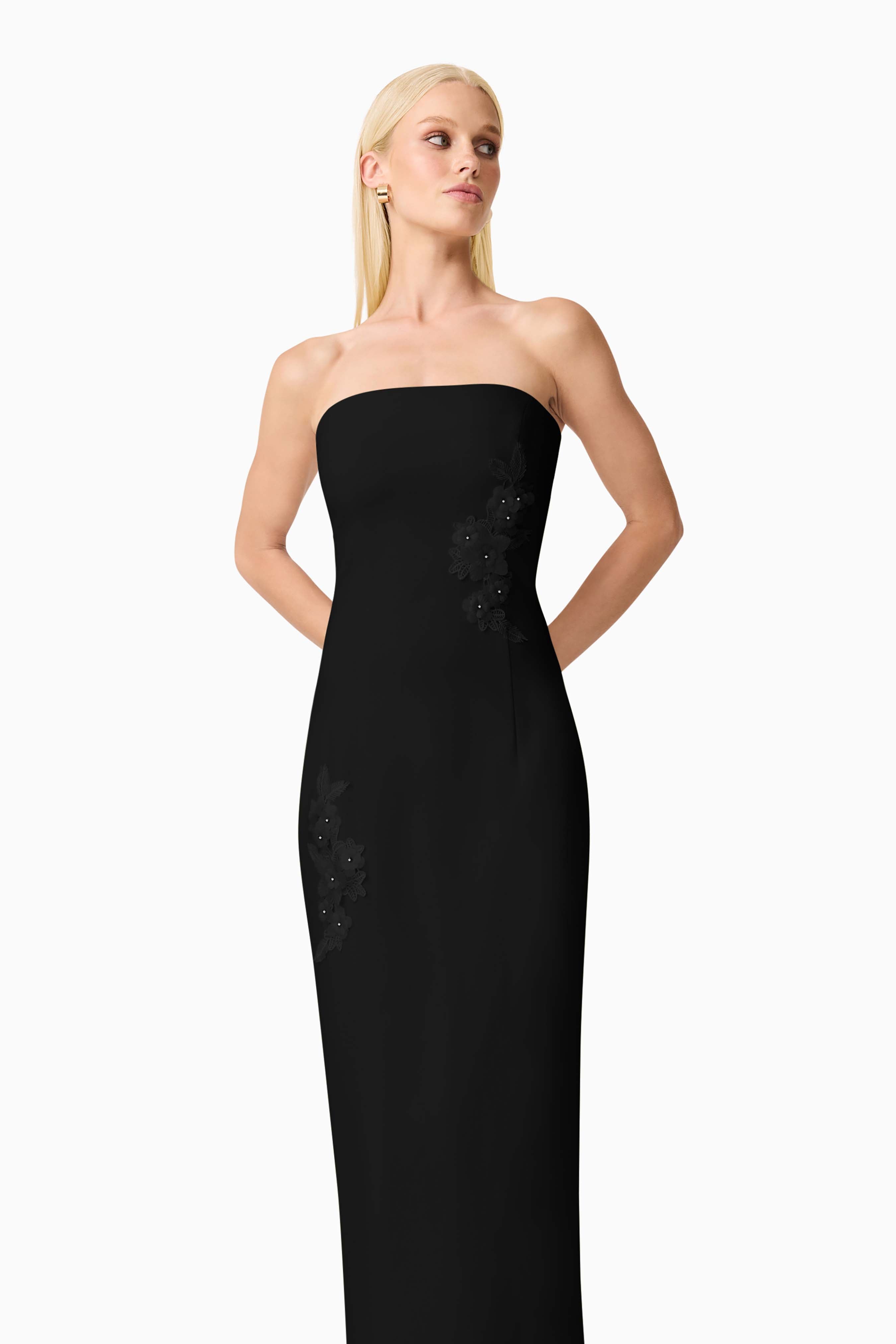 Evee Strapless Maxi Dress in Black