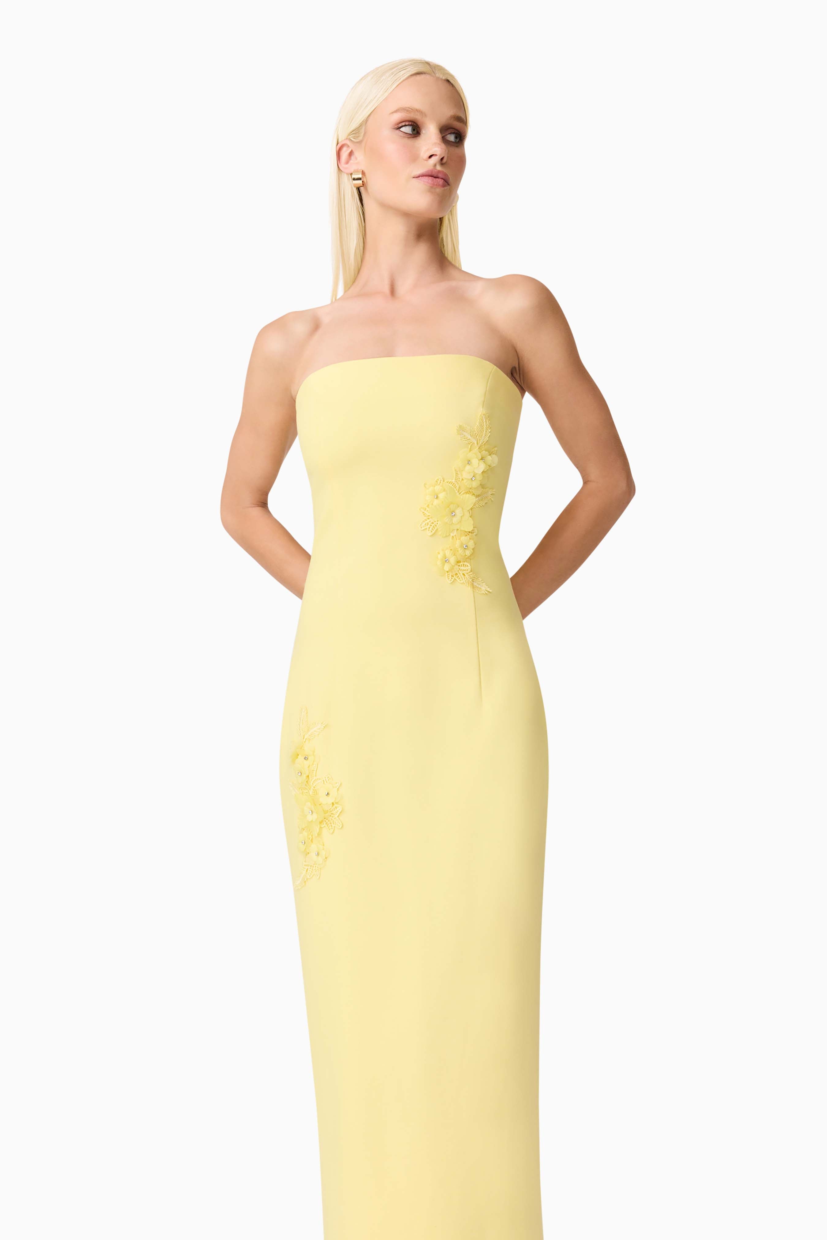 Evee Strapless Maxi Dress in Yellow