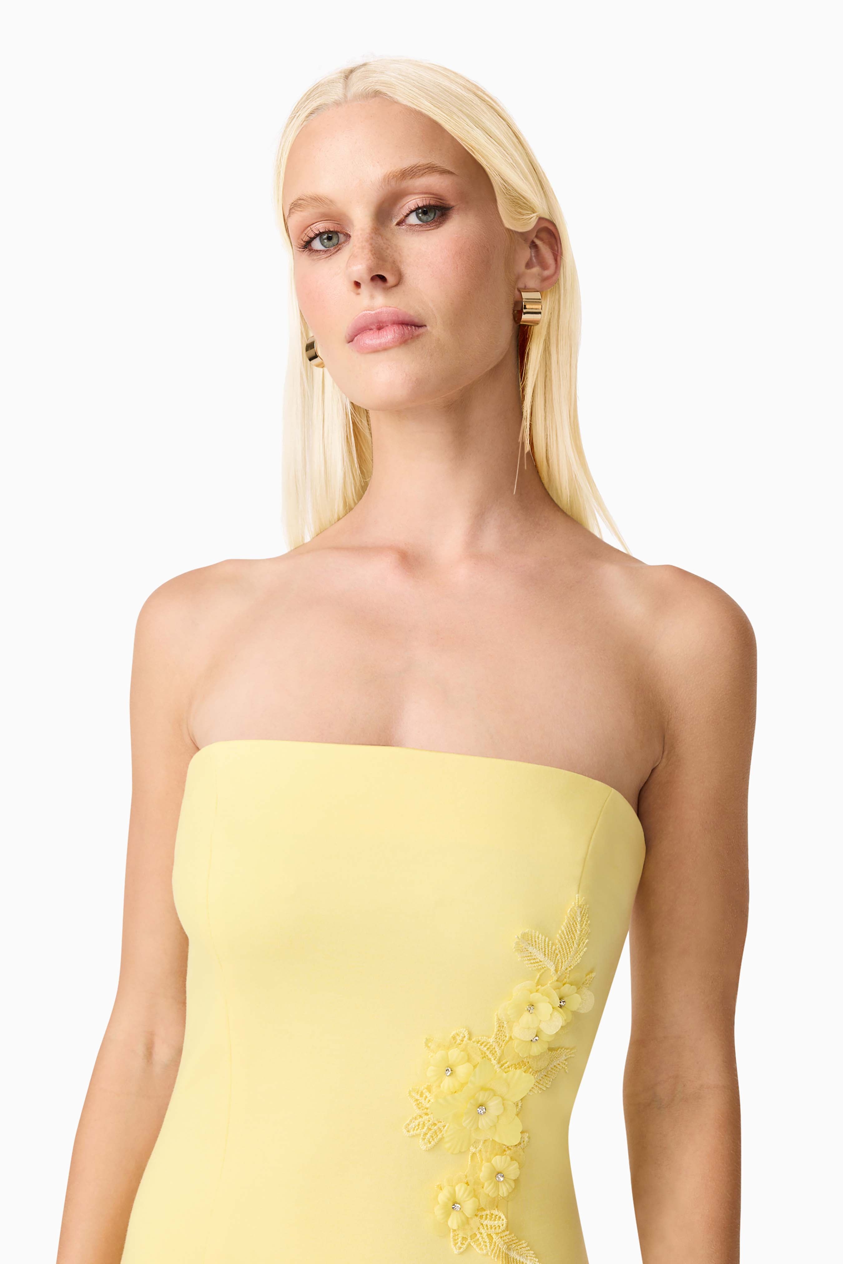 Evee Strapless Maxi Dress in Yellow