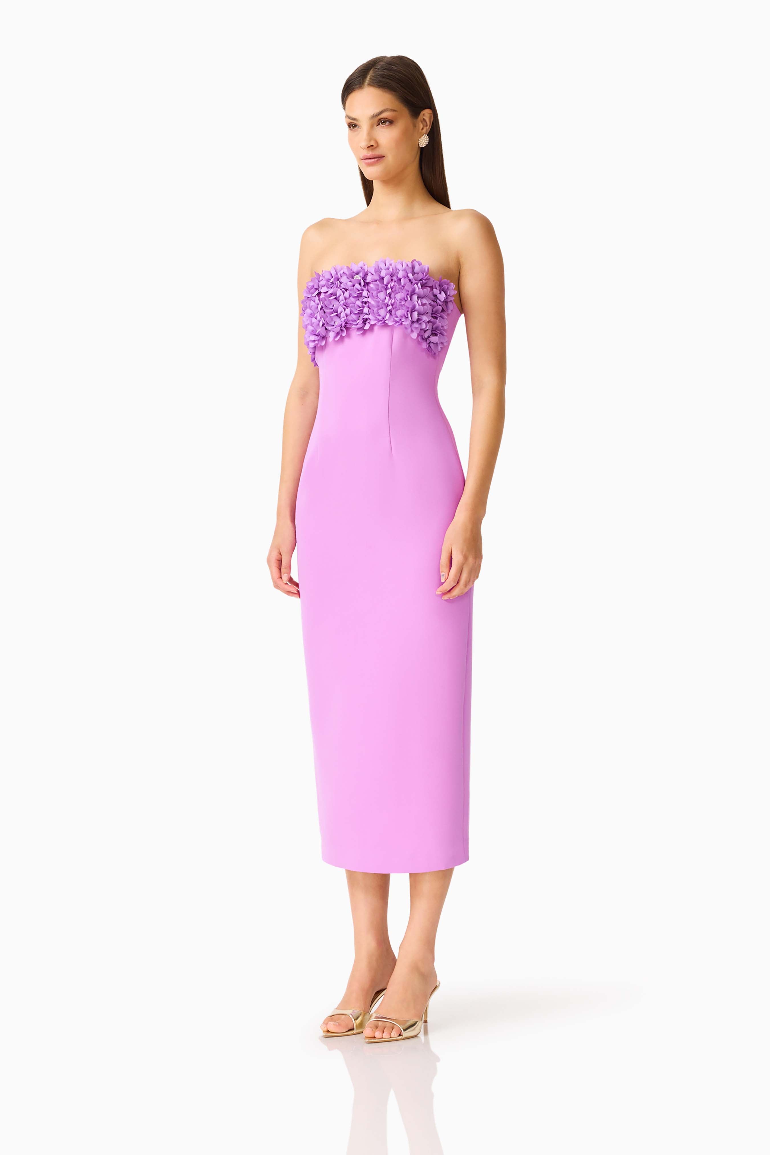 Solenne Column Midi Dress in Purple