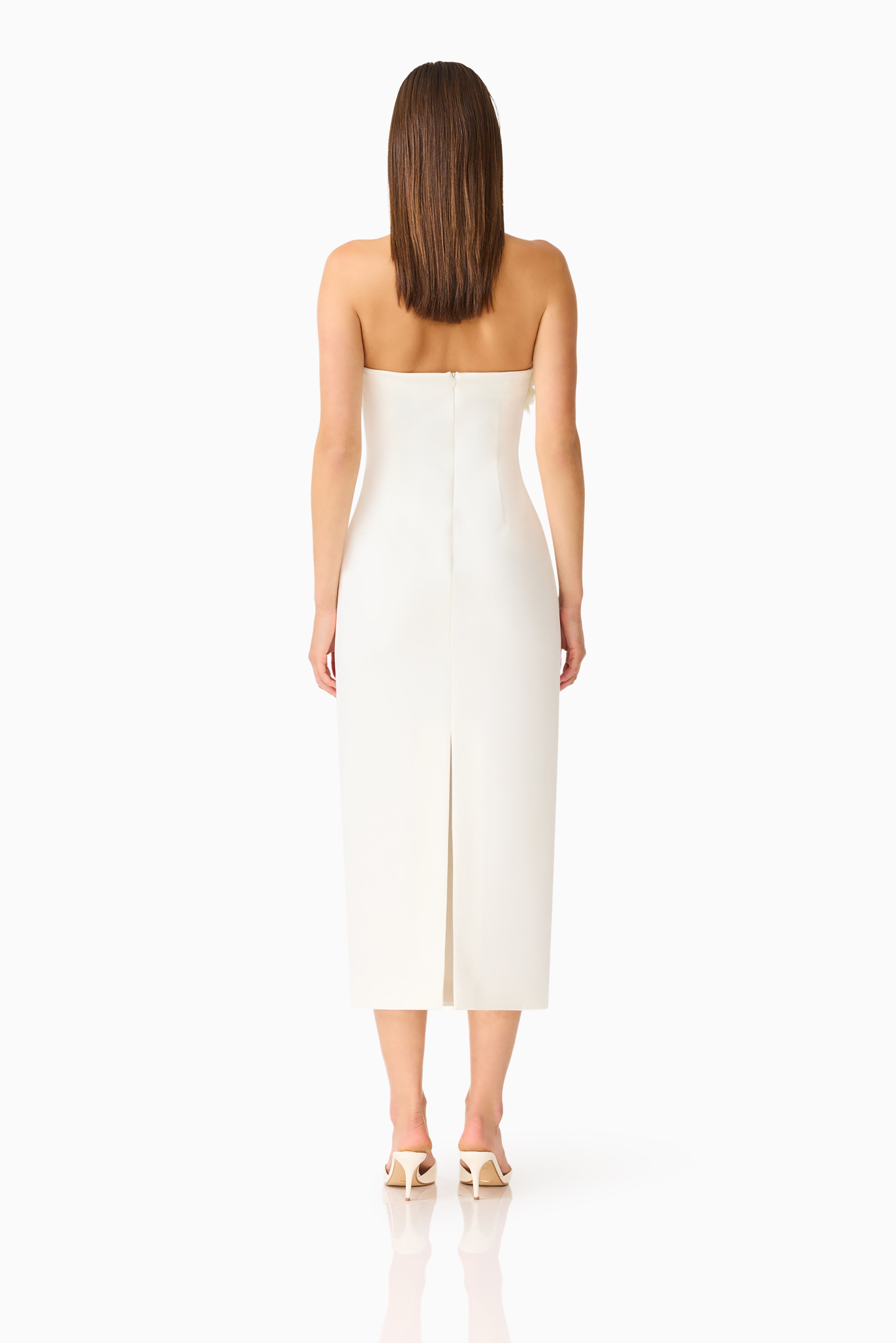 Solenne Column Midi Dress in White