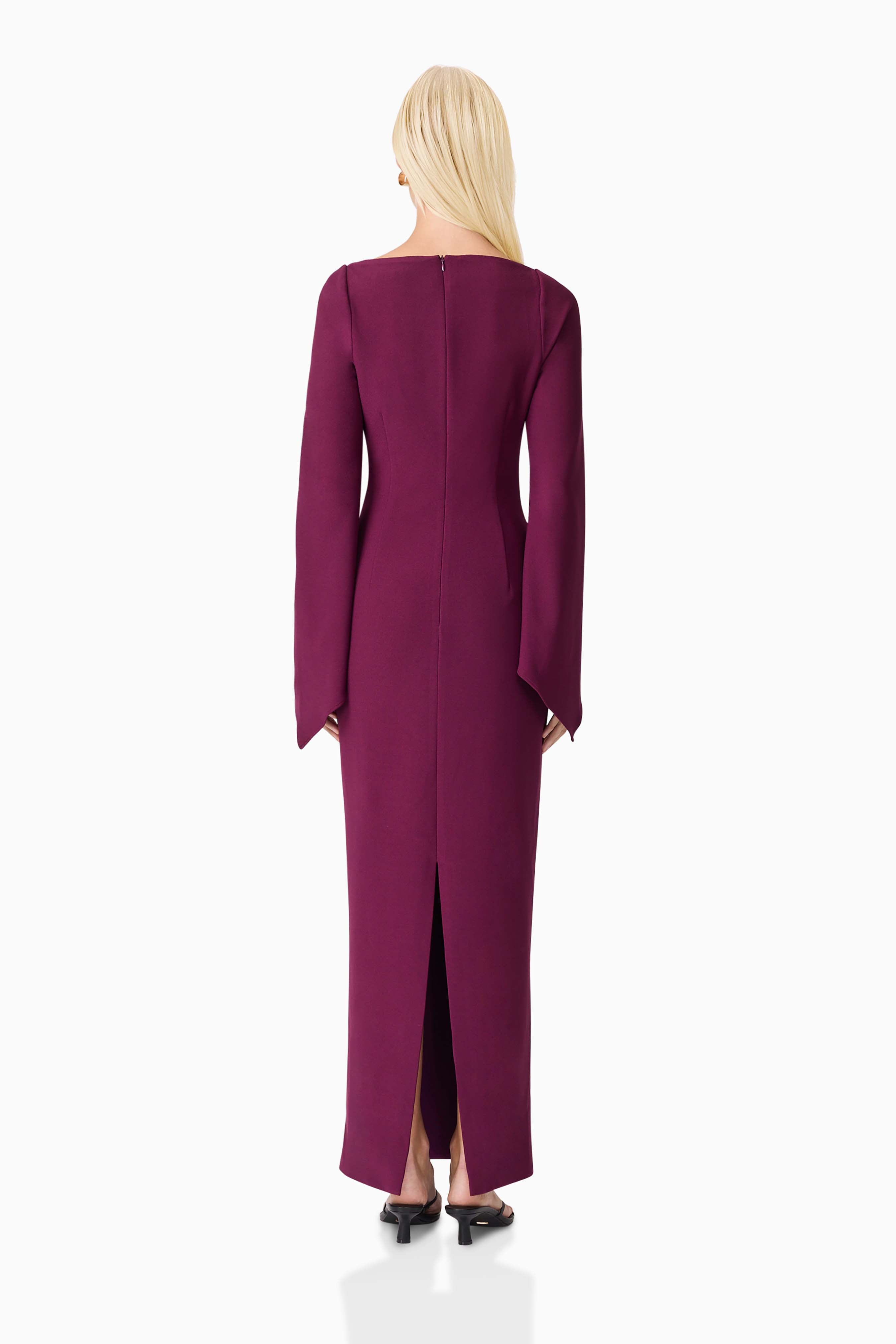 Theresa Long Sleeve Gown in Burgundy